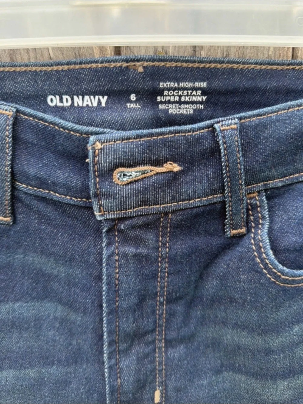 Old Navy Dark Blue Skinny Jeans with Knee Distress